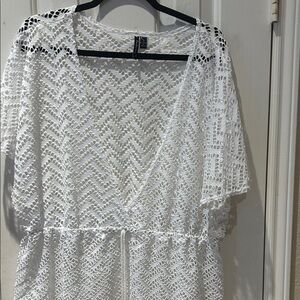 Elegant White Crochet Swim Coverup